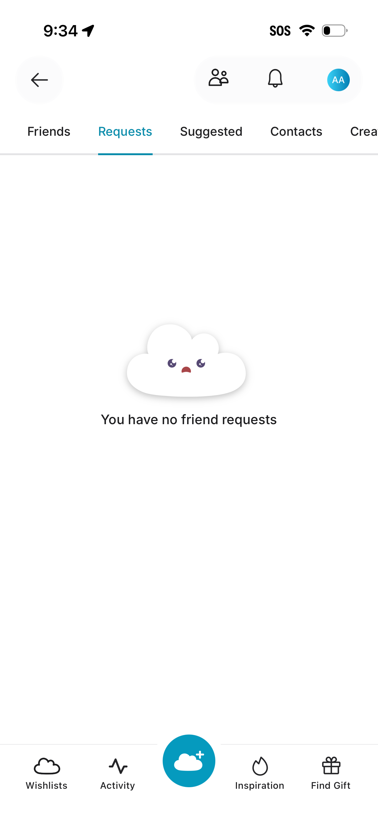 gowish empty-state screenshot